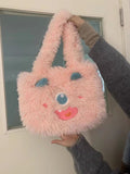 Weiyinxing Little Monster Cartoon Plush Bag Large-Capacity Female Student One-Shoulder Handbag Tote Bag Gift Ins Style