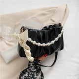 Weiyinxing Sense Pearl Pleated Cloud Armpit Bag Niche Bag Female 2024 New Summer Versatile One-Shoulder Handbag