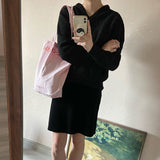 Weiyinxing New Pink Printed Letter Tote Bag Large Capacity Tote Bag Commuter One-Shoulder Handbag Canvas Bag Tide