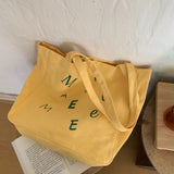 Weiyinxing Women's One-Shoulder Double-Sided Letter Printed Canvas Bag Todd Handbag Simple Leisure Student Bag