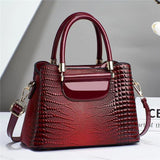 Weiyinxing Chen Female Bag] Bright Leather Stone Grain Bucket Bag 2024 New Handbag Large Capacity Women's Shoulder Bag