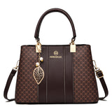 Weiyinxing Chen Female Bag] 2024 Spring / Summer New Fashion Handbag Middle-Aged Large Capacity Spell Color One-Shoulder Cross-Body Bag Tide