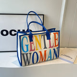 Weiyinxing Capacity Canvas Bag Woman Gentle Woman2024 New Tide Rainbow Letter Tote Bag Handbag Single Shoulder Bag