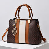 Weiyinxing Chen Female Bag] 2024 Spring / Summer New Fashion Handbag Middle-Aged Large Capacity Spell Color One-Shoulder Cross-Body Bag Tide