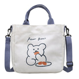 Weiyinxing Canvas Bag Lovely Cartoon One-Shoulder Bag For Students Leisure Slung Tutorial Bag Large-Capacity Handbag