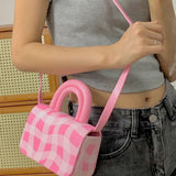 Weiyinxing And Summer 2024 New Handbag Women's Fashion Handbag Oblique Arm Bag Pink Plaid Pottery Bag High Quality Bag