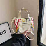 Weiyinxing Gentlewoman Niche Design Canvas Bag 2024 New Color Letter Single Shoulder Cross-Body Bag