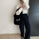 Weiyinxing Women's One-Shoulder Canvas Bag, Printed Large-Capacity Tot Bag, Simple Portable Commuter Bag, Leisure Handbag