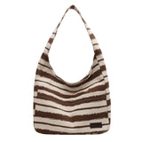 Weiyinxing New Single Shoulder Bag Women's Bag Fashion Versatile Simple Fashion Korean Version Large Capacity Striped Hand Canvas Bag