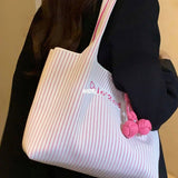Weiyinxing New 2024 Tott Large-Capacity One-Shoulder Handbag Non-Woven Pink Wave Minority Designer One-Shoulder Bag