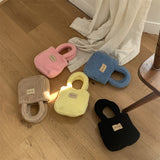Weiyinxing Korean Version Autumn And Winter One-Shoulder Plush Handbag Simple Pure Color Square Bag Mobile Phone Bag Women's Trend
