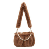 Weiyinxing New Winter Plush Leisure Bag Girls Sweet Pearl Handbag Girls Minority One-Shoulder Armpit Bag