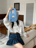 Weiyinxing Korean Version Autumn And Winter One-Shoulder Plush Handbag Simple Pure Color Square Bag Mobile Phone Bag Women's Trend