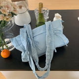 Weiyinxing Women's Bags In Spring And Summer, One-Shoulder Bow Decorated Nylon Bags, Large-Capacity Leisure Tote Bags, Handbags