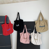 Weiyinxing Women's One-Shoulder Canvas Bag, Printed Large-Capacity Tot Bag, Simple Portable Commuter Bag, Leisure Handbag