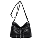 Weiyinxing Women's Bag 2024 New Water-Washed Soft Leather Oblique Straddle Bag Large-Capacity Single-Shoulder Middle-Aged Lady Single-Shoulder Bag