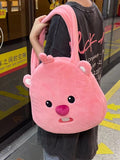 Weiyinxing Red Book With Cute Little Beaver Loopy Commuter Bag 2024 New Plush Single Shoulder Bag Handbag