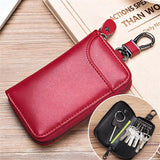 Weiyinxing Men Leather Zipper Key Case Fashion Multifunctional Car Key Organizer Card Bag Wallet Keychain Split Wallet Key Holder Organizer