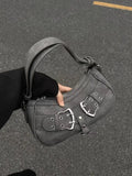 Weiyinxing Sweet Cool Denim Grey Shoulder Bag Women Y2k Grunge Hot Girls Casual Handbag Lady Vintage Versatile Underarm Bag Autumn