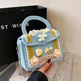 Weiyinxing Small Square Bag For Ladies Fashion Knitting Shoulder Bag Women Handmade Crochet Woolen Handbag 2024 Designer Woven Bag Sac