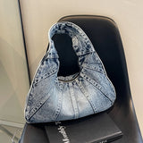 Weiyinxing Style Denim Shoulder Bag Luxury Designer Jeans Bag Women 2024 Large Capacity Cloth Shoulder Tote Bag Brand Female Purse