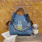 Weiyinxing Embroidery Women Shoulder Bag Designer Eco Bags for Women Rope Handle Handbags Drawstring Bag Reusable Shopper Tote