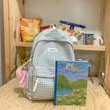 Weiyinxing Cute Plaid Book Fashion Female Travel College Backpack Girl Kawaii Nylon Lattice Leisure Backpack Women Laptop Student Bags