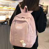 Weiyinxing Cute Corduroy Woman Backpack Schoolbag For Teenage Girls Boys Luxury Harajuku Female Fashion Bag Student Lady Book Pack