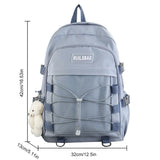 Weiyinxing College Backpack 2024 Students Aesthetic Schoolbags with Pendant Solid Color Girls Mochila Multi-Pocket Travel Rucksack