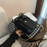 Weiyinxing Crossbody Bag Set For Women 2024 Luxury Designer Handbag And Purses Houndstooth Chain Shoulder Messenger Bags Bolso Mujer