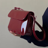 Weiyinxing Patent Leather Shoulder Bag for Women Luxury Flap Crossbody Bag Solid Color Underarm Bag Red Crossbody Bags Lady Handbag