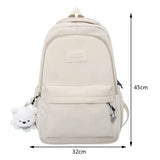 Weiyinxing Aesthetic Backpack Cute Student College Schoolbags Girls Kawaii Nylon Laptop Bagpack with Pendant Multi-Pocket Knapsack