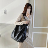 Weiyinxing Oversized Black Shoulder Bags For Women Luxury Soft Leather Large Capacity Shopper Totes Dual-strap Big Crossbody Bag 2024