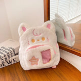 Weiyinxing Cute Puppy Womens Backpack Plush Fluffy Kawaii Small Cartoon College Style Backpack Students Lolita Jk Daily Female Bag
