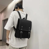 Weiyinxing Design Fashion Vintage Schoolbags All Match Men Preppy Students Backpack Women Solid Pu Leather Backpacks Y2k Aesthetic