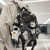 Weiyinxing Female Men Waterproof Cartoon Printing Laptop Ladies College Backpack Fashion Women Book Boy Girl Travel Leisure School Bag