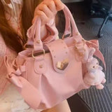 Weiyinxing Sweet Cute Pink Handbag Women New Harajuku Leather Large Capacity Y2k Hand Bag Ladies Vintage Casual Shoulder Bags Chic