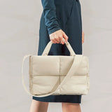 Weiyinxing Large Tote Padded Handbags Designer Quilted Women Shoulder Bags Luxury Nylon Down Cotton Crossbody Bag Winter Purse 2024