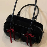 Weiyinxing New Women Y2k Aesthetic Bow Shoulder Bags Vintage Casual Streetwear Fashion Handbags Trendy All Match Simple Underarm Bag