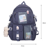 Weiyinxing Aesthetic Backpack Cute Student College Schoolbags Girls Kawaii Nylon Laptop Bagpack with Pendant Multi-Pocket Knapsack