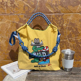 Weiyinxing Embroidery Women Shoulder Bag Designer Eco Bags for Women Rope Handle Handbags Drawstring Bag Reusable Shopper Tote