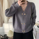 Weiyinxing New Casual Knitted Cardigan Woman Sexy V-Neck Double Breasted Women's Sweater Jacket Sweet Solid Color Female Jumper T213