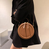 Weiyinxing color Crossbody Bag For Women Round Small Handbag Women Fashion Designer Bags PU Leather Shoulder Bag Female Zipper Purses