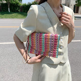 Weiyinxing Womens Crossbody Bags Straw Woven Envelope Handbags Clutch Shoulder Purses Luxury Design Wallet for Lady Wedding Party Bags