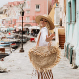 Weiyinxing Straw Shoulder Bag Women Design Handbag Bohemian Round Woven Large Capacity Tote Summer Beach Travel Shopper Purse
