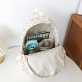 Weiyinxing Student School Backpack Floral White School Bags for Teenage Girls Cute Women's Backpack Brand Book Bag Nylon Rucksack