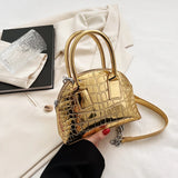 Weiyinxing Silver Shell Evening Clutch Bag Designer Crocodile Pattern Shoulder Bag For Women Party Wedding Handbag Purse Crossbody Bag