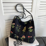 Weiyinxing Embroidered Tote Bag Women Summer Trendy Cloth Bag Niche Embroidery Shoulder Bag Texture Bucket Bags Canvas Bags