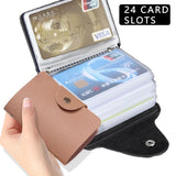 Weiyinxing 24 Slots Bits Card Holder Bag Simple Solid Color Pocket Case Women Men Credit ID Card Organizer Leather Cardholder Wallet