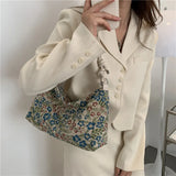 Weiyinxing Western Style Colored Shoulder Bag European American Trend Ethnic Style Canvas Bag Women's Minimalist Underarm Shoulder Bag